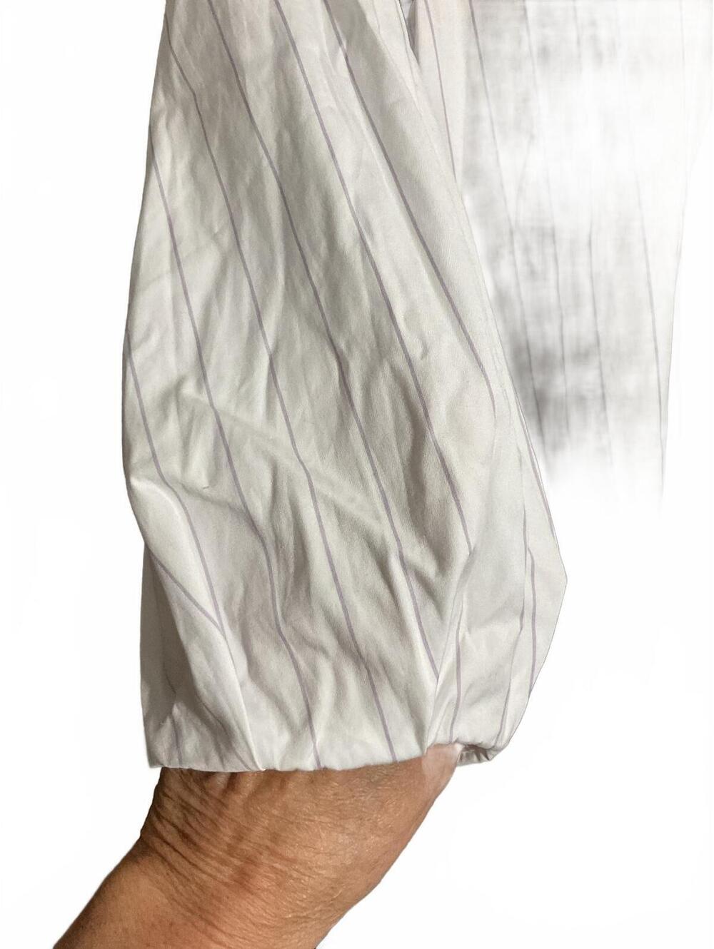 BR XS White and Lavender Cotton Striped Shirt Dress - Picture 7 of 10